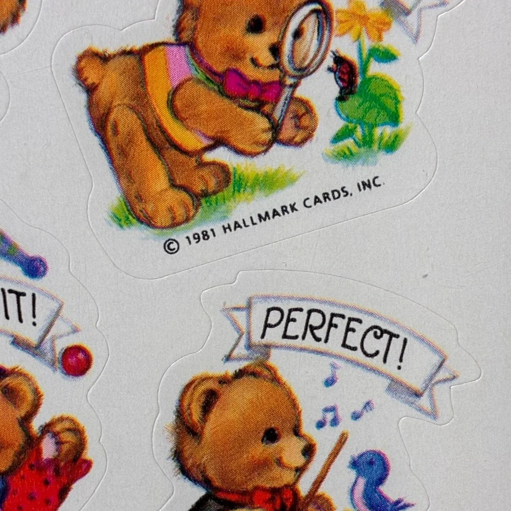 Vintage 1981 SEALED 8 Sheets Hallmark CUTE BEAR REWARD Stickers VALUE PACK